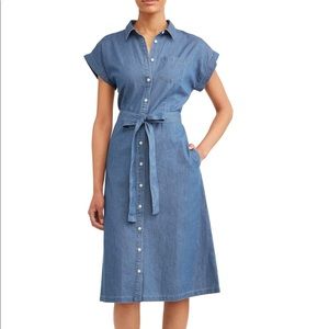 Chambray Button Midi Shirtdress